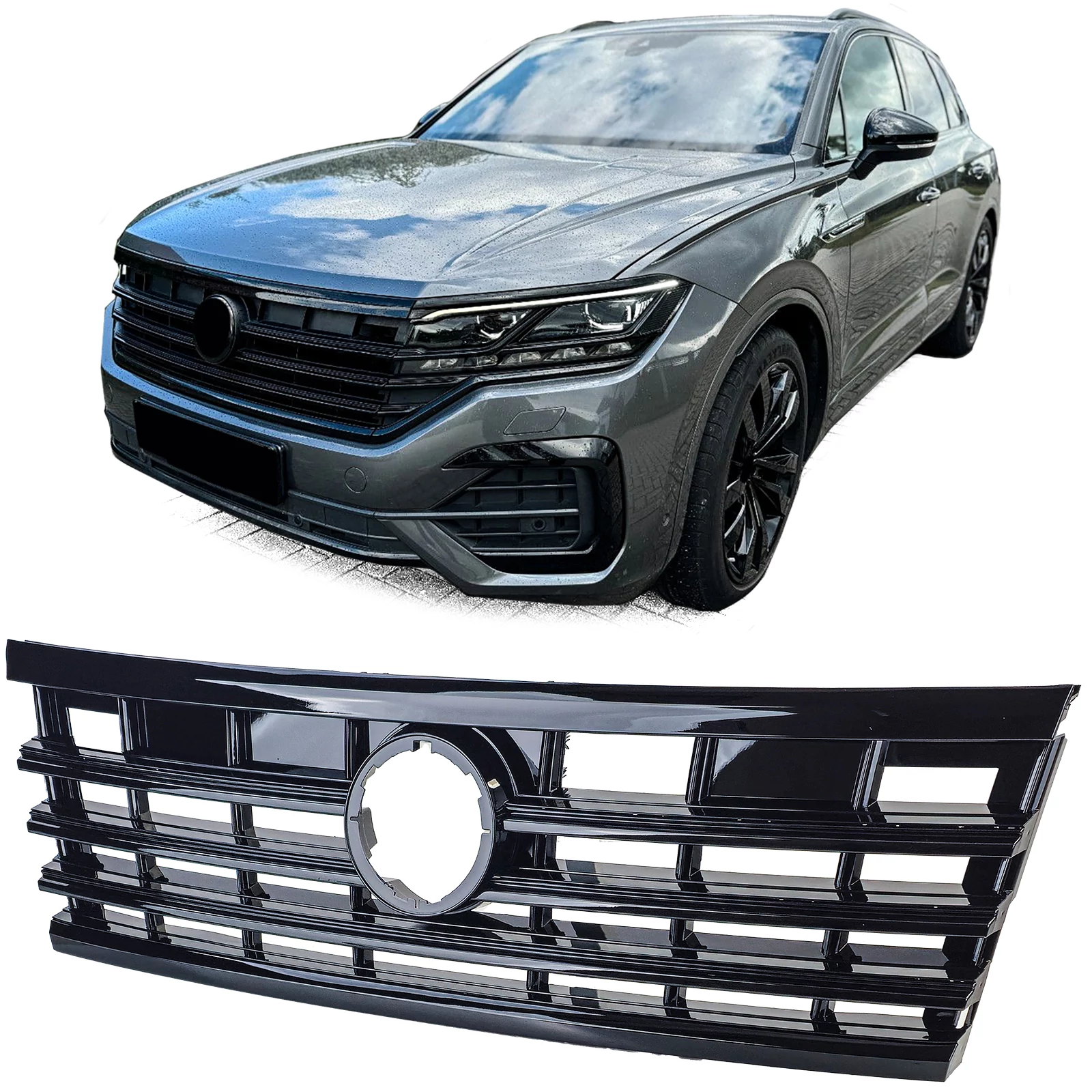 VW Volkswagen Touareg CR MK3 2018- lakk fekete hűtőrács