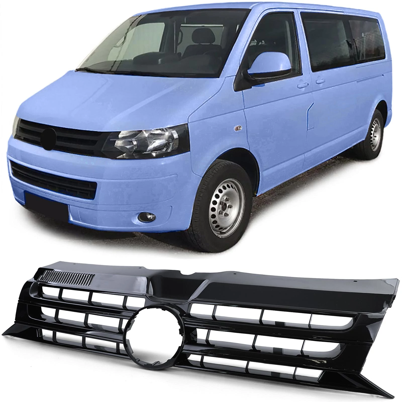 VW Volkswagen Transporter T5 2009-2015 lakkozott fekete emblématartós hűtőrács